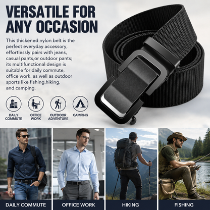 Men's Tactical Nylon Belt – Metal Buckle Ratchet Design