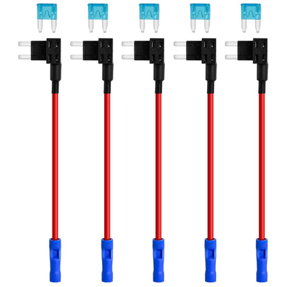 5 Sets Low Profile Mini Fuse Tap - Upgraded Locking Clip Adapter with 5A Fuse