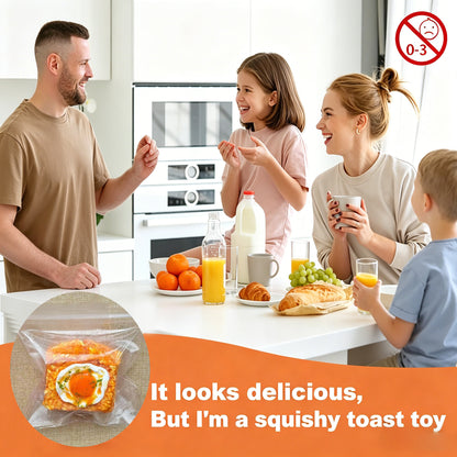 Double-Layer Fried Egg Toast Squishy - Super Soft Silicone, for Stress Relief