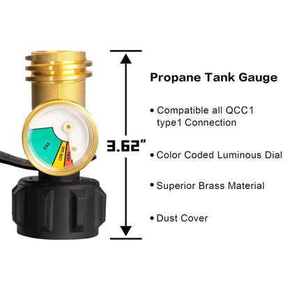 Universal Propane Tank Gauge Level Indicator, Leak Detector, Gas Pressure Meter
