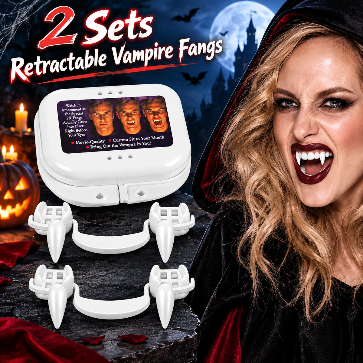 2PCS Expandable Halloween Vampire Fangs Set