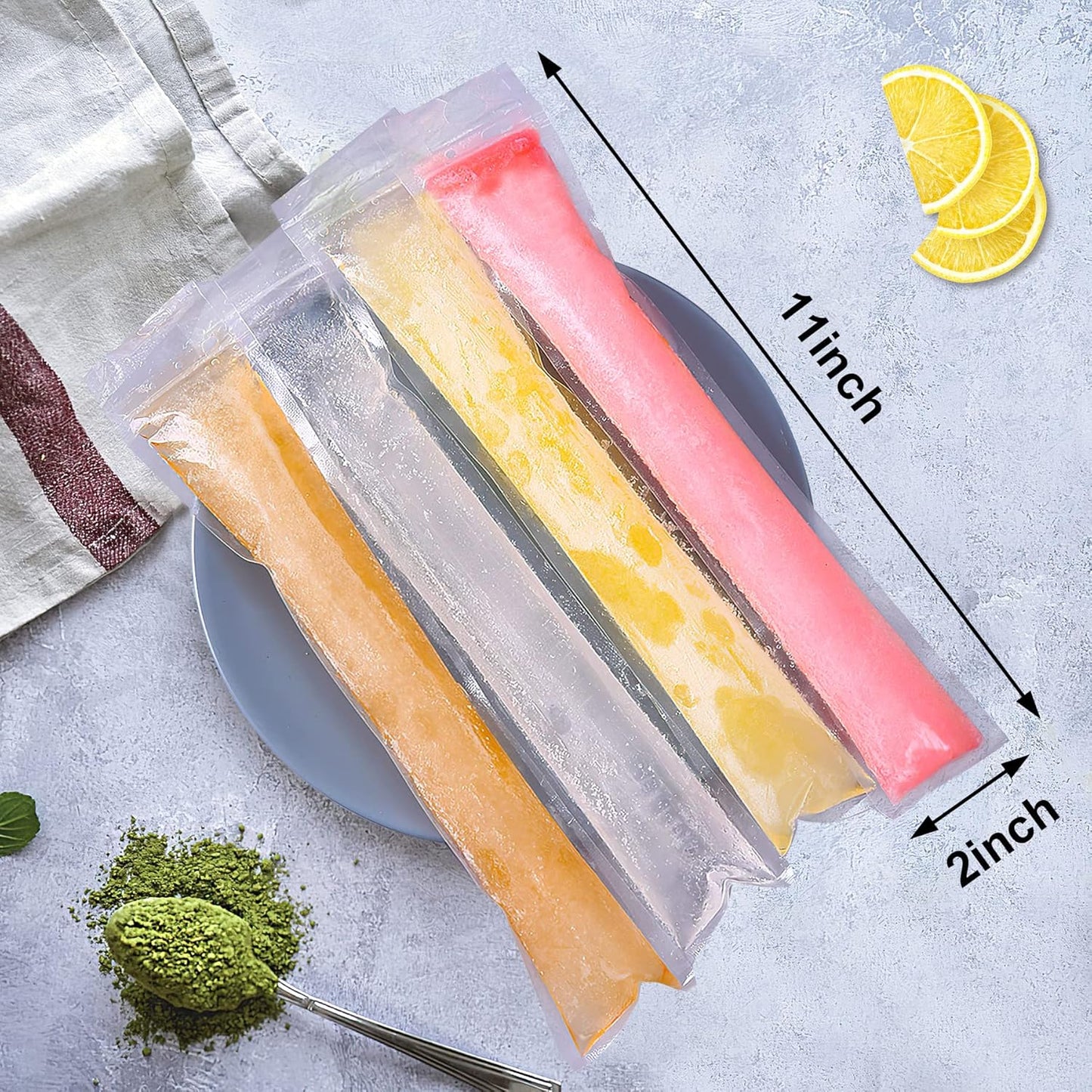 100pcs Disposable Ice Popsicle Mold Bags Freezer Tubes With Zip Seals