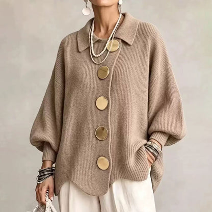 Women French Lapel Knit Cardigan