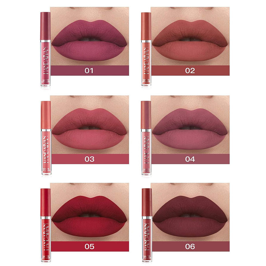 6Pcs Matte Liquid Lipstick Makeup Set - Matte liquid Long-Lasting Wear Non-Stick Cup Not Fade Waterproof Lip Gloss