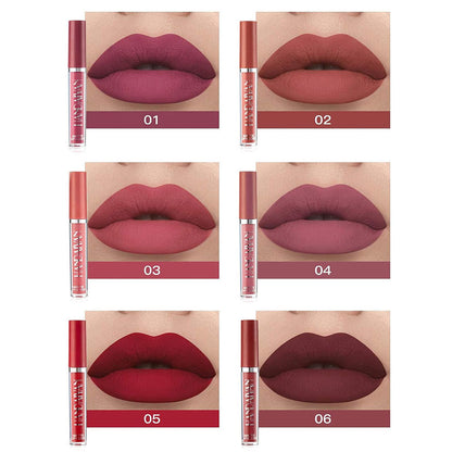 6Pcs Matte Liquid Lipstick Makeup Set - Matte liquid Long-Lasting Wear Non-Stick Cup Not Fade Waterproof Lip Gloss