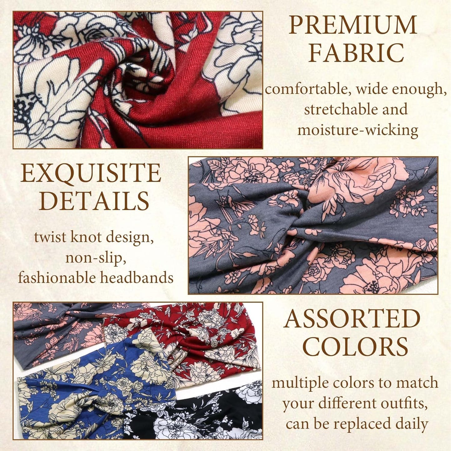 6 Pack Extra Wide Headbands for Women Large Turban Headband