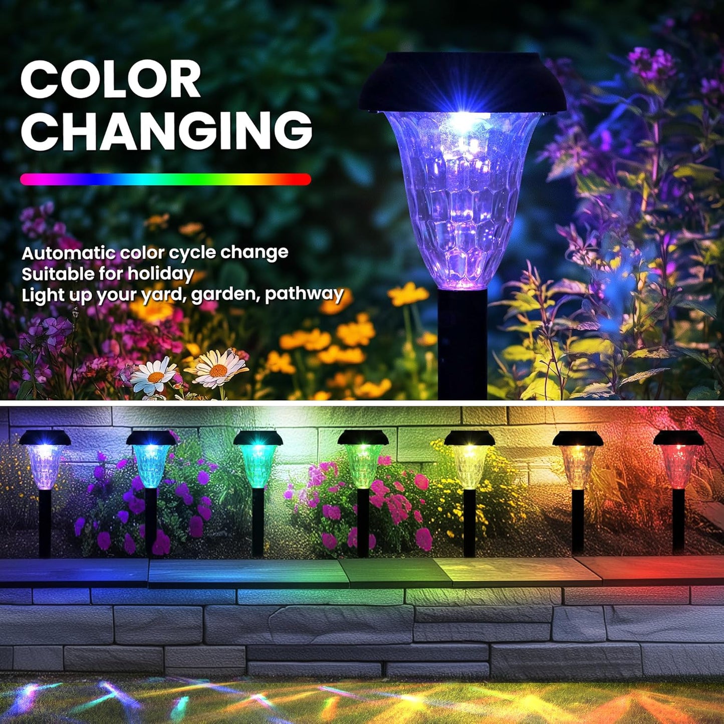 2 Pack Solar Lights Outdoor with Great Pattern, Waterproof Auto On/Off