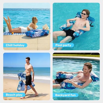 Inflatable Pool Floats Adult Water Hammock - Multi-Purpose Lounge Chair Saddle