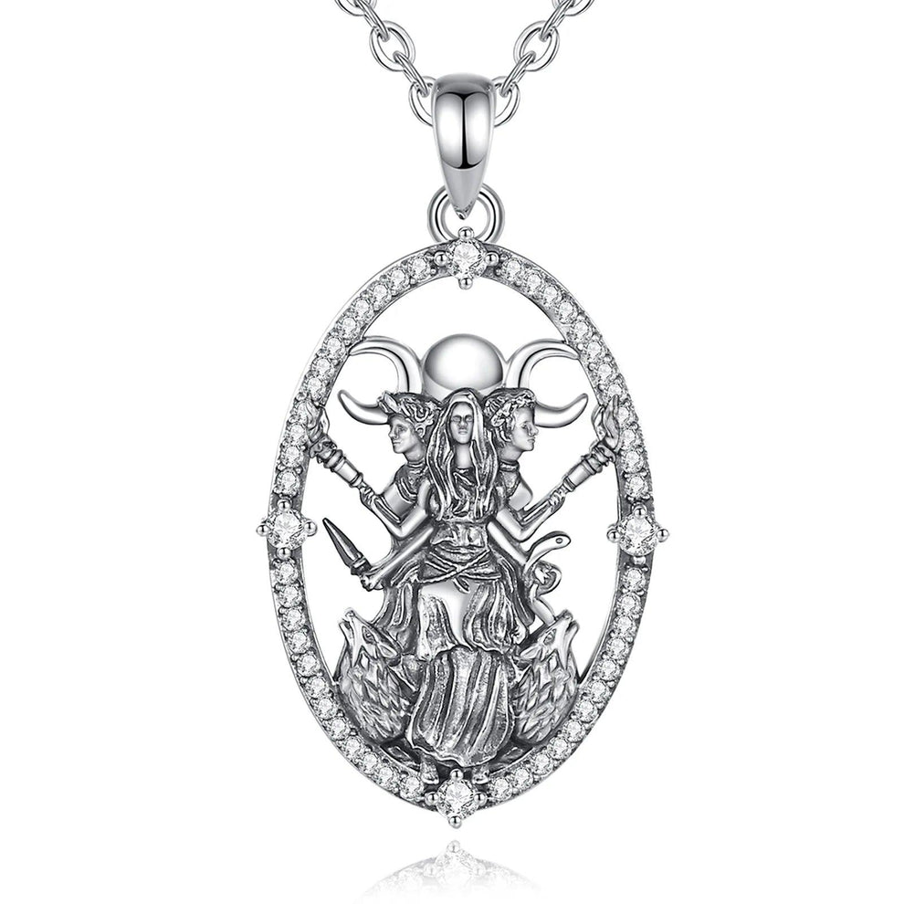 Hecate Necklace for Men Women Hekate Triple Moon Goddess Jewelry