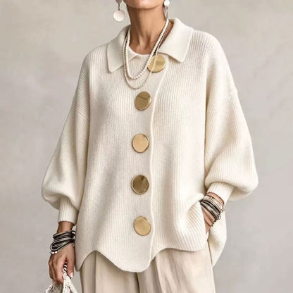 Women French Lapel Knit Cardigan