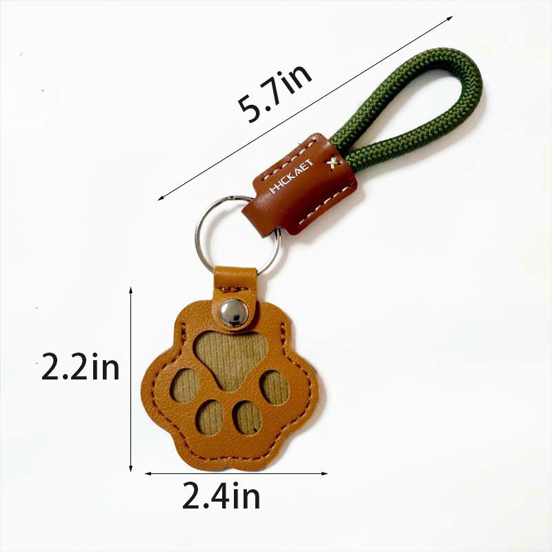 Pet Paw Shaped Leather Keychain With Lanyard for Collecting Cat & Dog Hair Or Bag Purse Paw Charm Key Holder