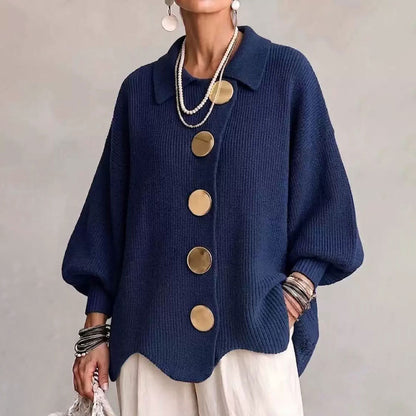 Women French Lapel Knit Cardigan