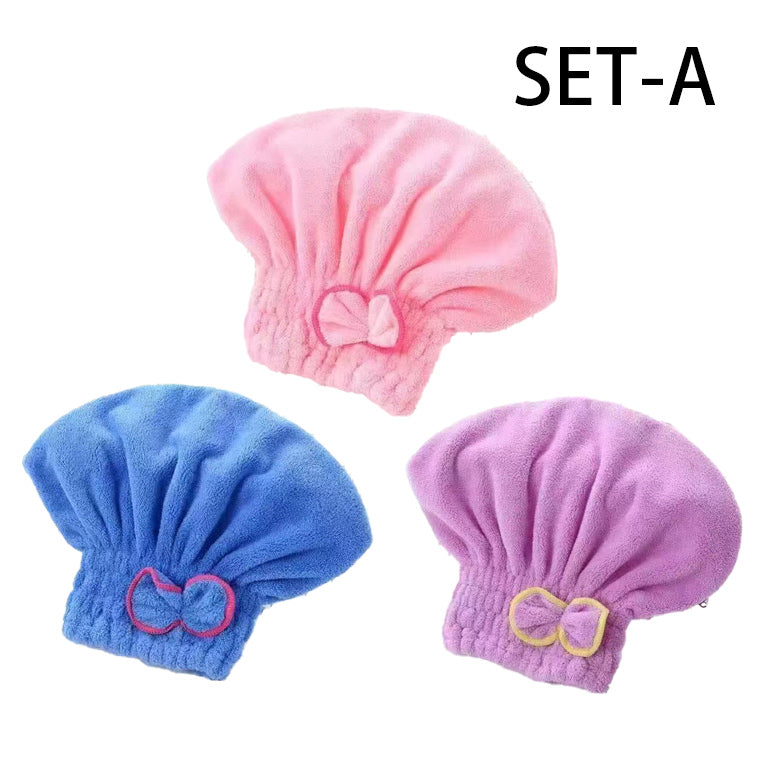 3pcs Microfiber Hair Drying Caps Set -  Super Absorbent Quick Dry Hair Turban for Girls and Women