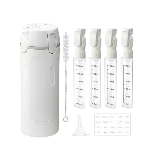 4 in 1 No Spill Space Saving Compact Refillable Travel Dispenser Bottles