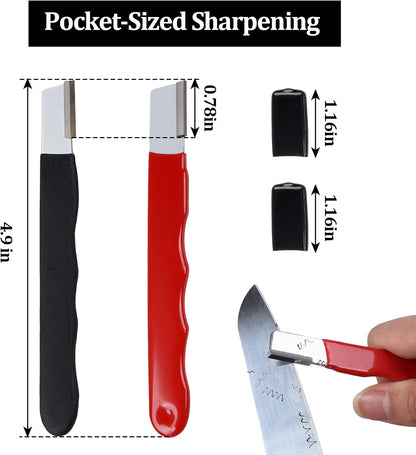 2PCS Pocket Blade Sharpener, Premium Wolfram Steel Garden Tool Sharpener