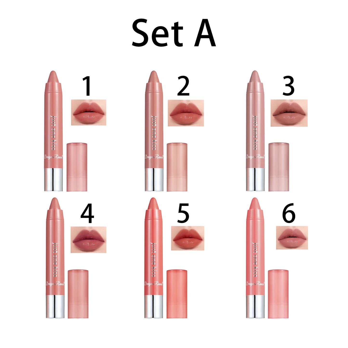 6pcs Natural Nourishing Tinted Lip Crayons Set for Women - Moisturising  Longwear, Matte Creamy