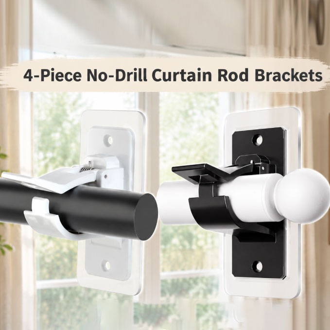 4-Pack No-Drill Curtain Rod Brackets