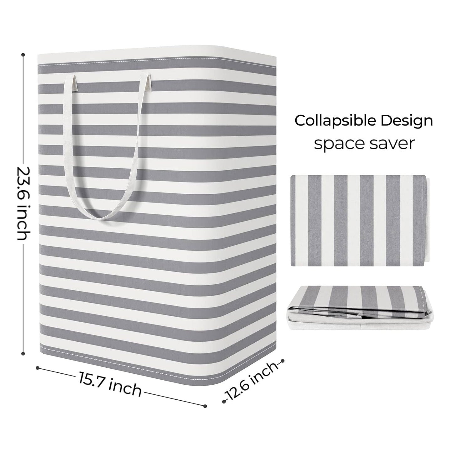 Collapsible Freestanding Laundry Basket with Easy Carry Handles for Bedroom, Dorm, Clothes, Towels