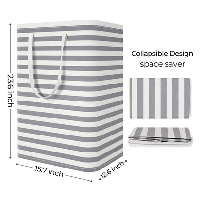 Collapsible Freestanding Laundry Basket with Easy Carry Handles for Bedroom, Dorm, Clothes, Towels