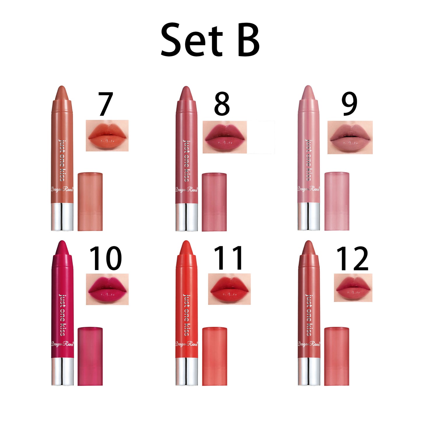 6pcs Natural Nourishing Tinted Lip Crayons Set for Women - Moisturising  Longwear, Matte Creamy