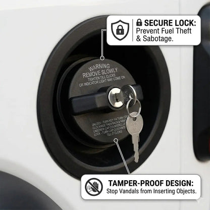 Key-Operated Anti-Theft Metal Lock Gas Cap - Universal Fit for Ford, Chevrolet - Auto Replacement Part
