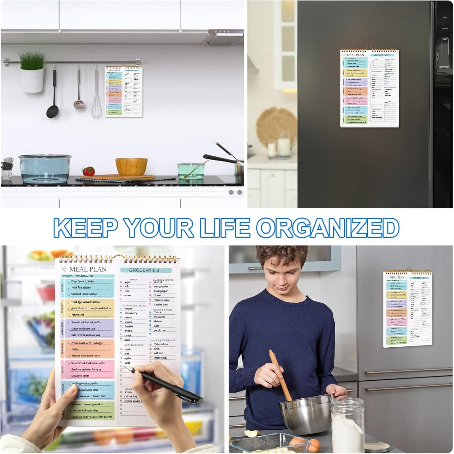 Weekly Meal Planner Notebook – Features Tear-Out Shopping Lists and Sturdy Spiral Binding