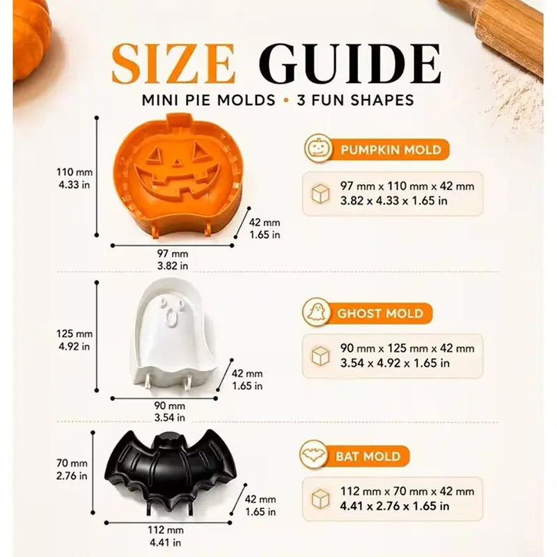 3 Pack Halloween Hand Pie Molds Set