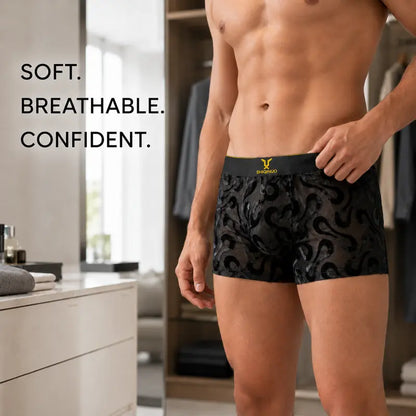 Breathable mesh boxer briefs, soft and stretchy jacquard fabric