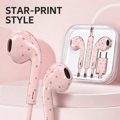 Wired Type-C Earphones with Star Pattern
