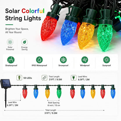 Solar-Powered Waterproof Strawberry String Light Set