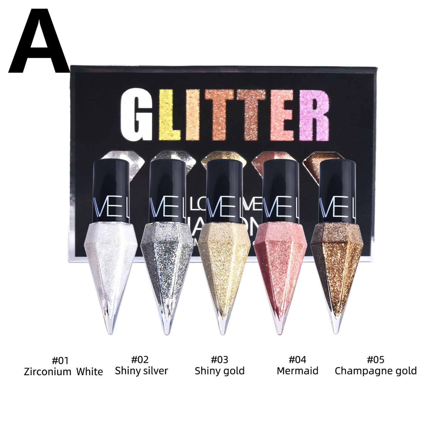 5pcs Diamond Glitter Eyeliner Set - Waterproof, Long-Lasting Sparkle for Eyes