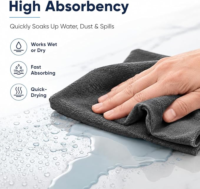 6PCS Thickened Grey Microfiber Cleaning Cloths