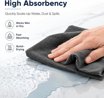 6PCS Thickened Grey Microfiber Cleaning Cloths