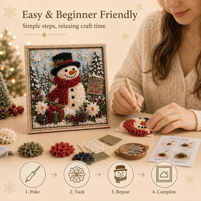 3D Christmas Fabric Poke Art Kit, DIY Snowman Embroidery Craft Kit