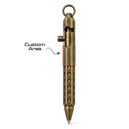 Vintage Brass Style Retractable Writing Pen with Keyring