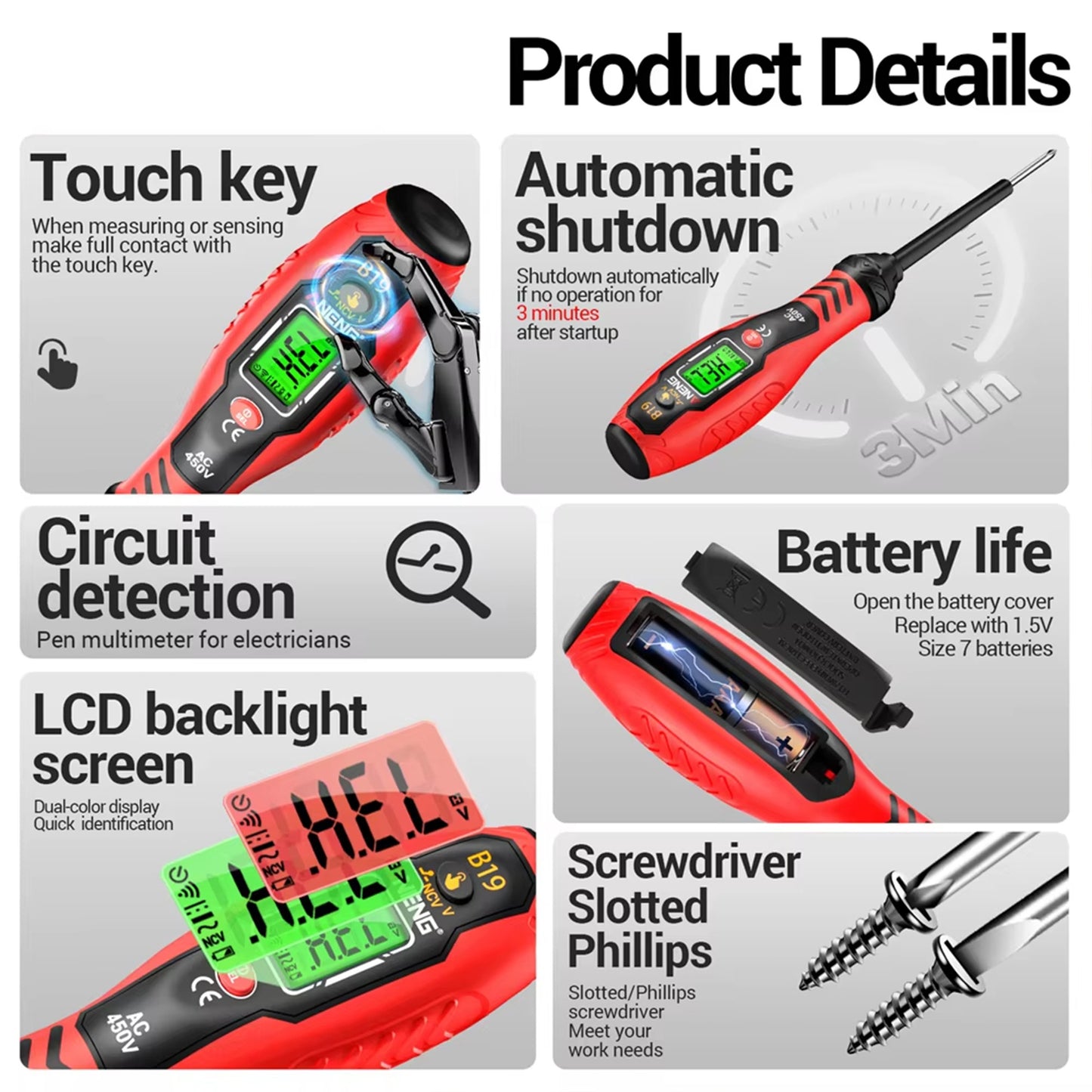 All-in-One Electrician Pen: Voltage Tester, Non-Contact Detector & Screwdriver