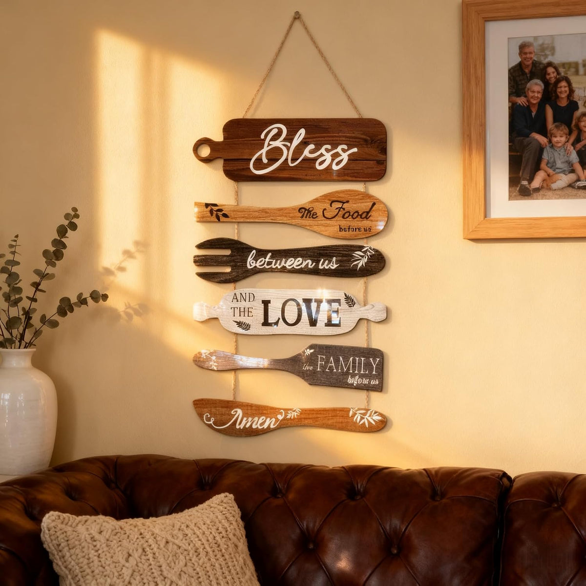 Food-themed hanging plaque shaped like cookware