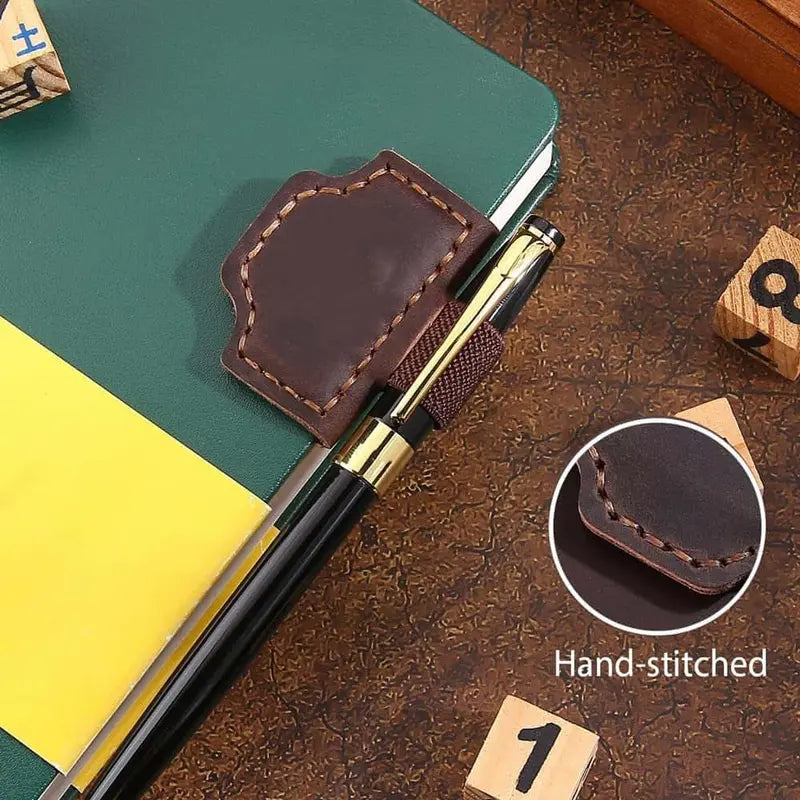 3PCS Magnetic Leather Bookmark with Pen Holder