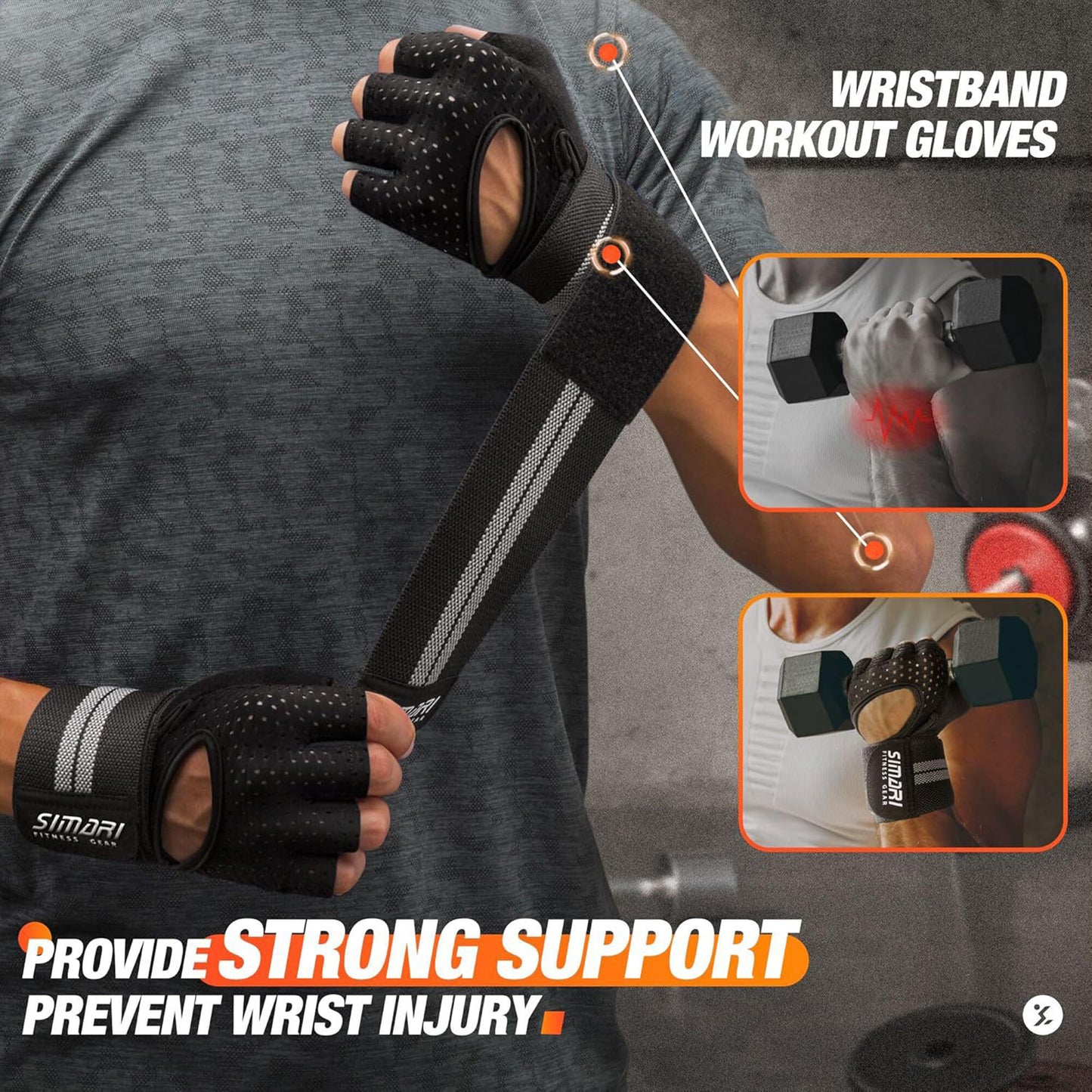Unisex Workout Gloves with Wrist Wraps for Lifting, Cycling & Fitness