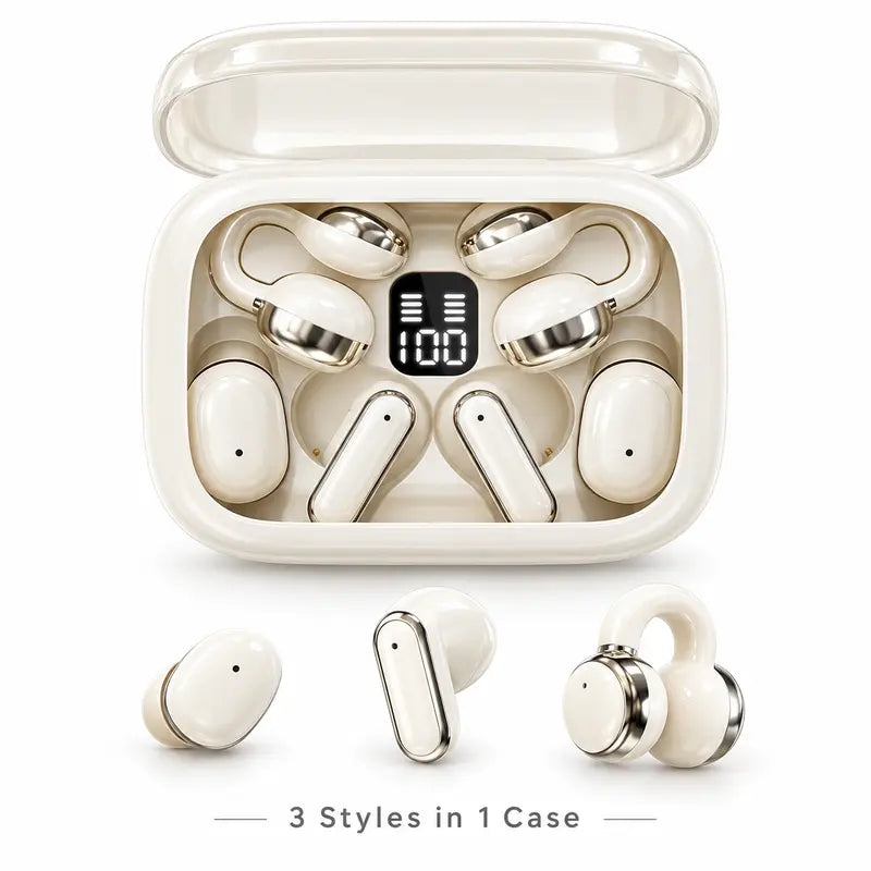 3-in-1 Bluetooth 6.0 Wireless Earbuds with Portable Charging Case