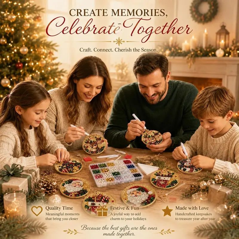 6-Piece Christmas DIY Diamond Painting Ornament Set