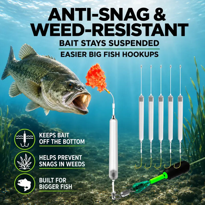 Floating-bottom fishing rig and hook set