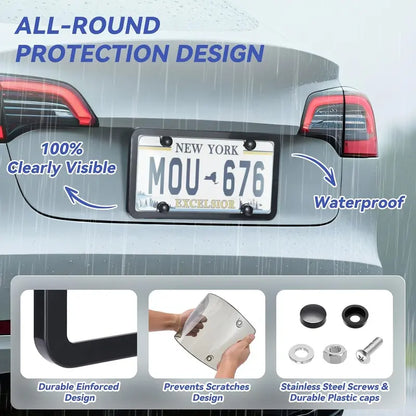 2 Pcs Clear Automotive License Plate Cover and Frame with Screws