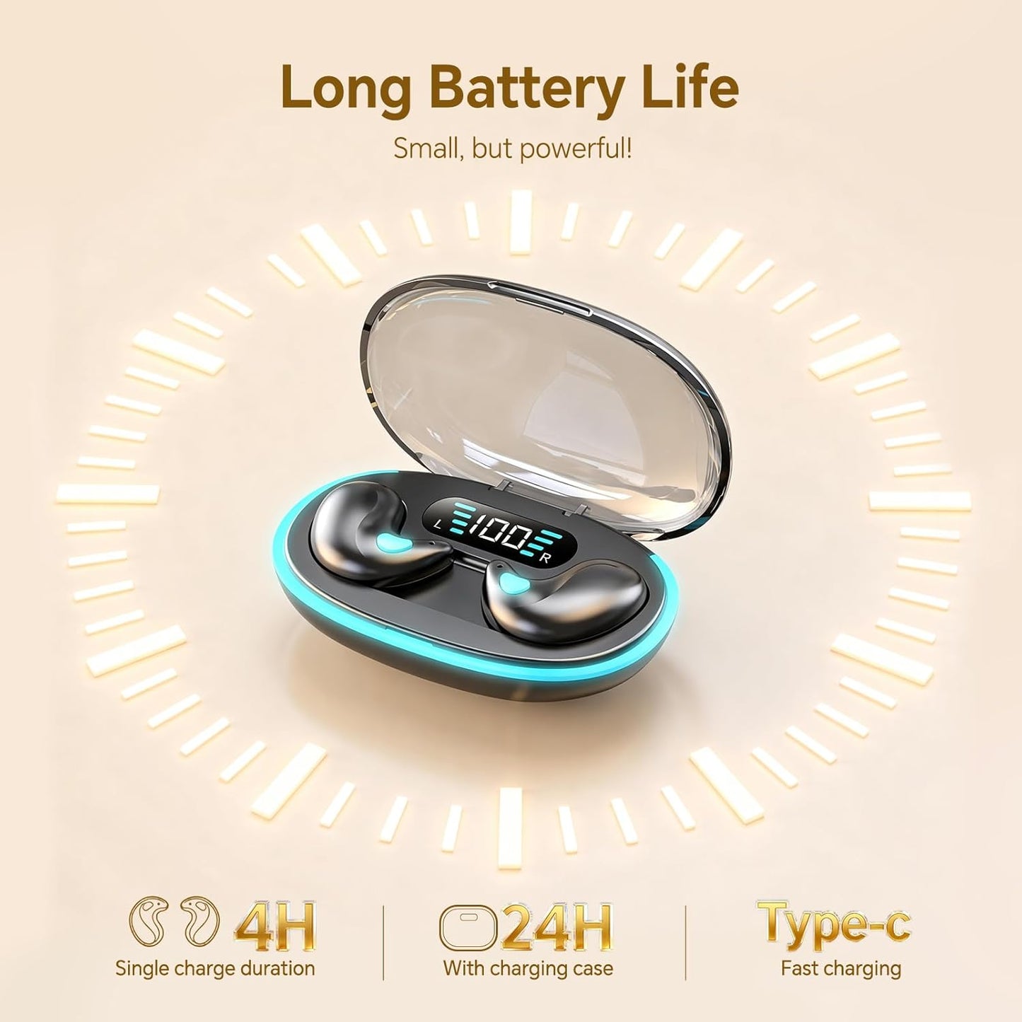 Bluetooth Invisible Sleep Earbuds Wireless Small Sleeping Headphones Noise Cancelling Flat Earphones