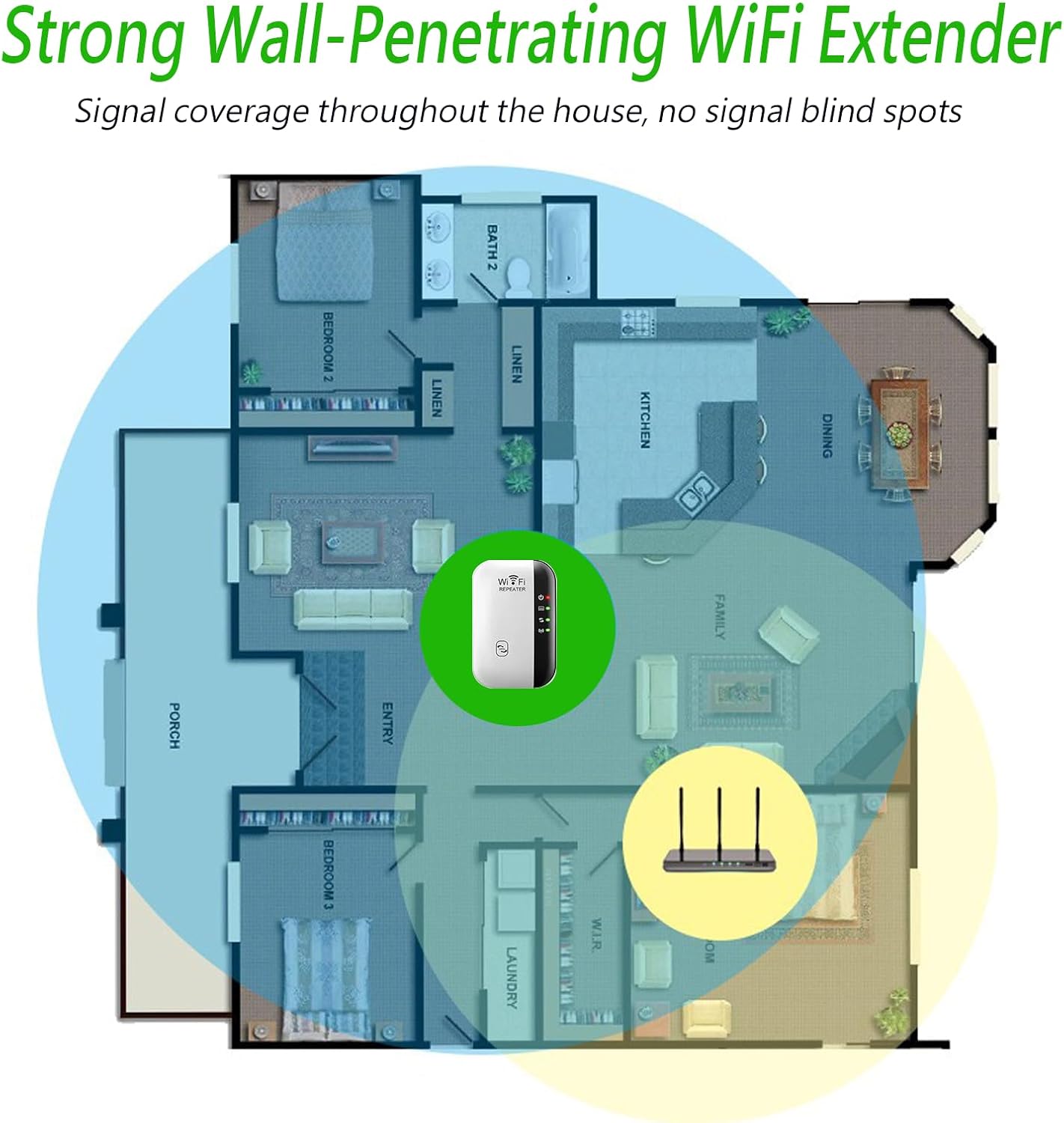 Fast WiFi Extender Signal Booster for Home, Long Range WiFi Repeater