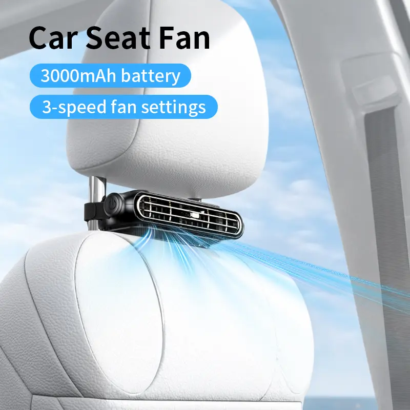 Mini Portable USB Backseat Cooling Fan Quiet Headrest Neck Fan