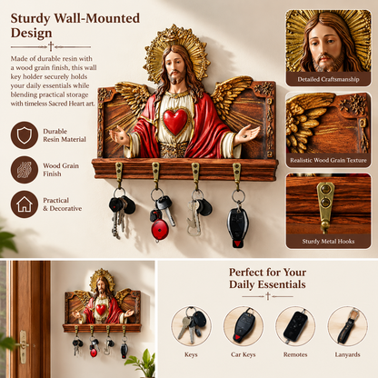 Jesus Sacred Heart Key Holder Wall Mount