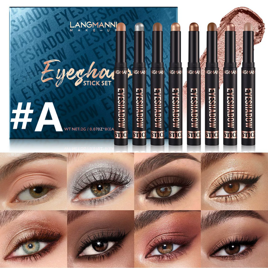 8pcs Soft Smooth Cream Eyeshadow Stick Gift Set