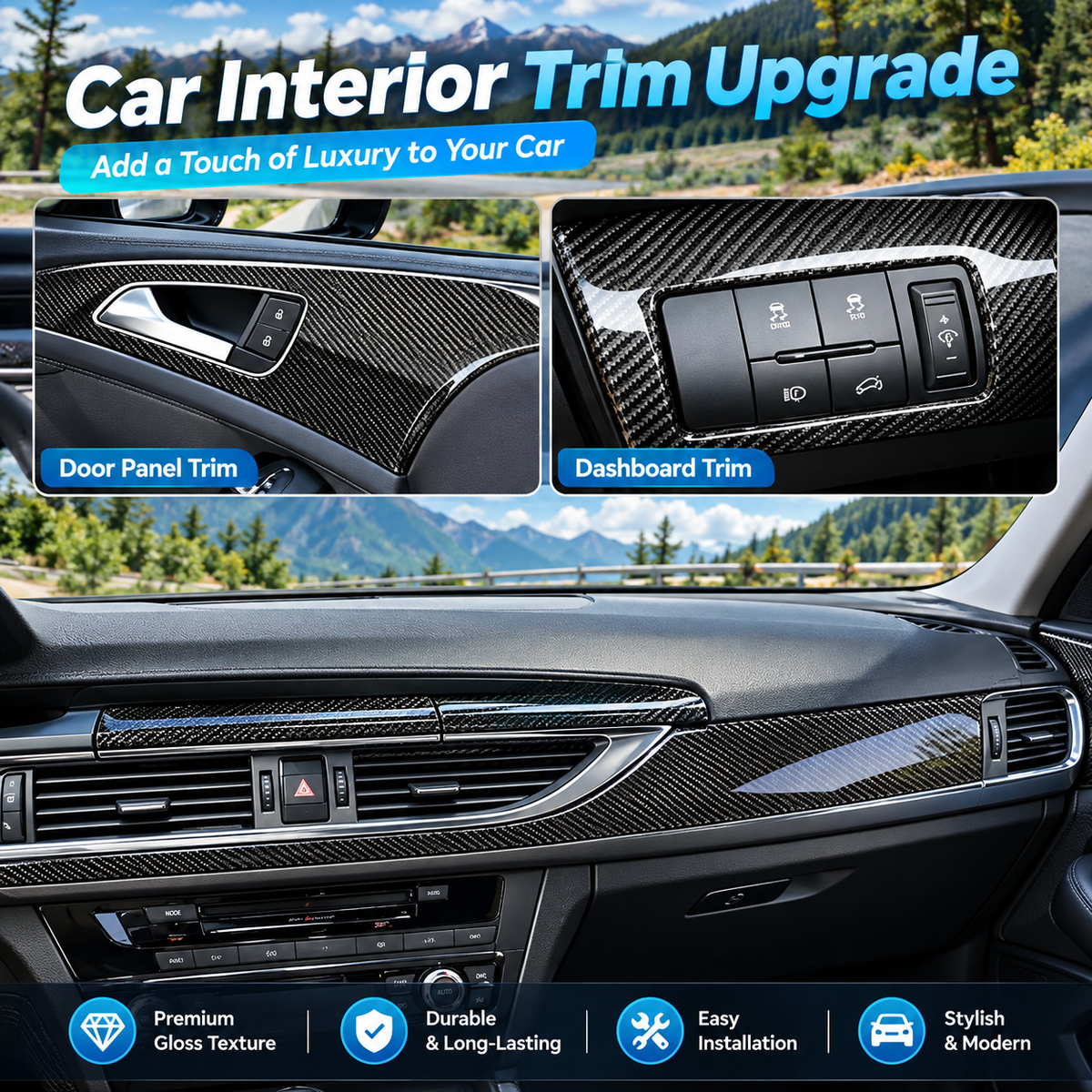 6D Gloss Carbon Fiber Vinyl Wrap Film