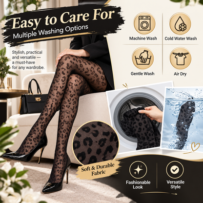 Women's leopard-print silk knee-highs